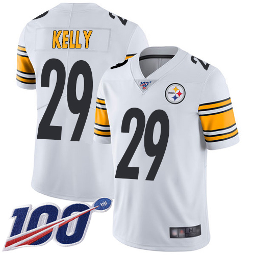 Youth Pittsburgh Steelers Football #29 Limited White Kam Kelly Road 100th Season Vapor Untouchable Nike NFL Jersey->youth nfl jersey->Youth Jersey